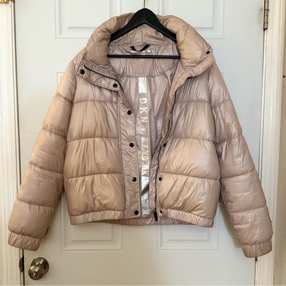 DKNY Women's Beige Puffer Coat